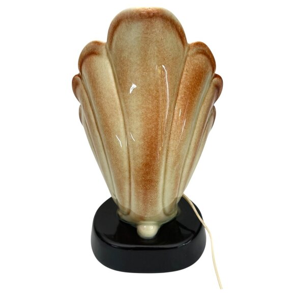 Vintage Ceramic Sea Shell Table Lamp TV Mid Century Modern Art Deco Corded Plug - Picture 1 of 12